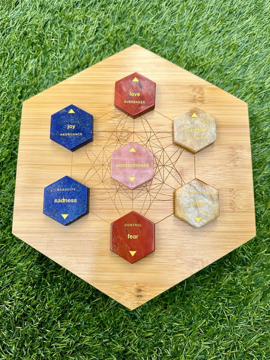 Emotion stones: love, joy, sadness, fear and contentment